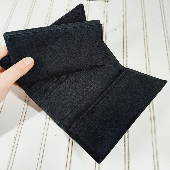 Ralph Lauren Women's Black Leather & Canvas Checkbook Wallet Clutch 0478 - Picture 11 of 12